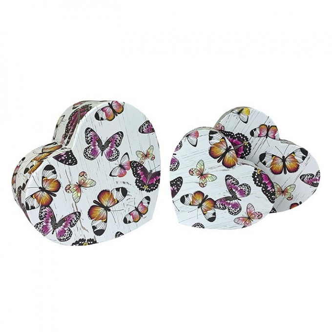 Набор подарочных коробок из 3 шт Cердце 24*21*9,8 см БАБОЧКИ