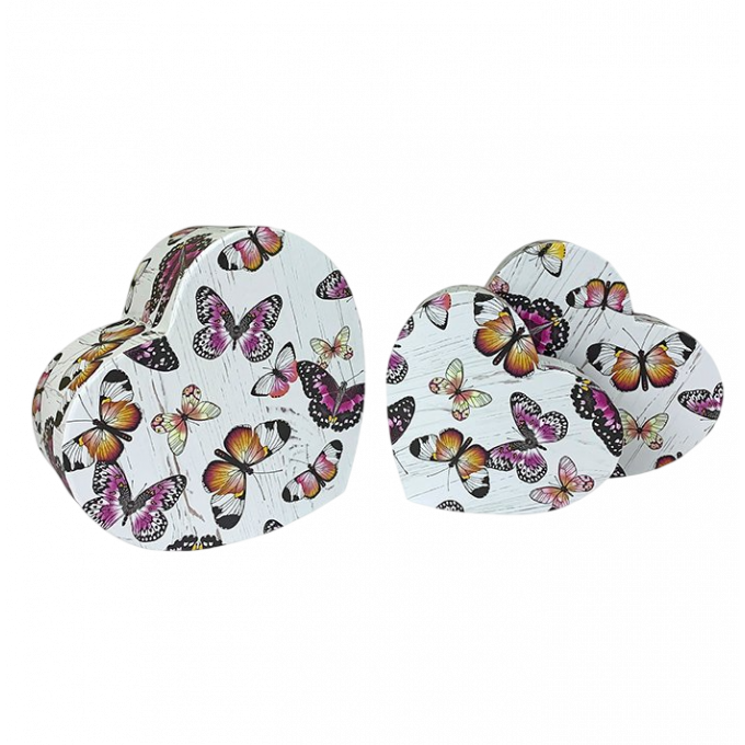 Коробка подарочная набор из 3 шт Cердце 24*21*9,8 см БАБОЧКИ