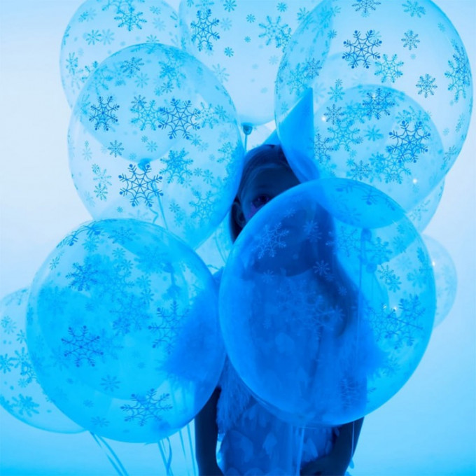 Воздушный шар латексный с рисунком 14" кристалл шелкография Снежинки