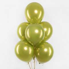 Воздушный шар латексный без рисунка 12''/30 см хром Лайм, 50 шт