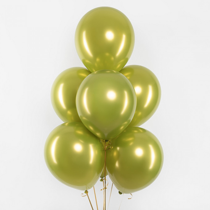 Воздушный шар латексный без рисунка 12''/30 см хром Лайм, 50 шт