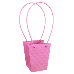 ПЛАЙМ пакет для цветов и подарков РОМБЫ 13*9,5*15,5см РОЗОВЫЙ ЯРКИЙ