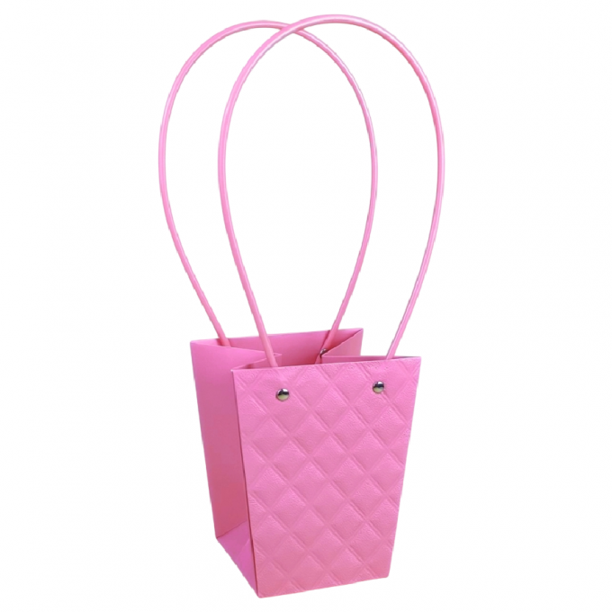 ПЛАЙМ пакет для цветов и подарков РОМБЫ 13*9,5*15,5см РОЗОВЫЙ ЯРКИЙ