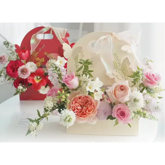 Сумка для цветов BUTTERFIY 25*9*36 см БЕЛЫЙ