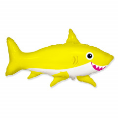 Воздушный шар фольгированный фигура 39" Фигура Акула веселая желтая 99 см