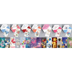 Конверт для денег С Днем рождения! жен/муж ФОЛЬГА, ЛАК SOFT-TOUCH Микс (21в*1)