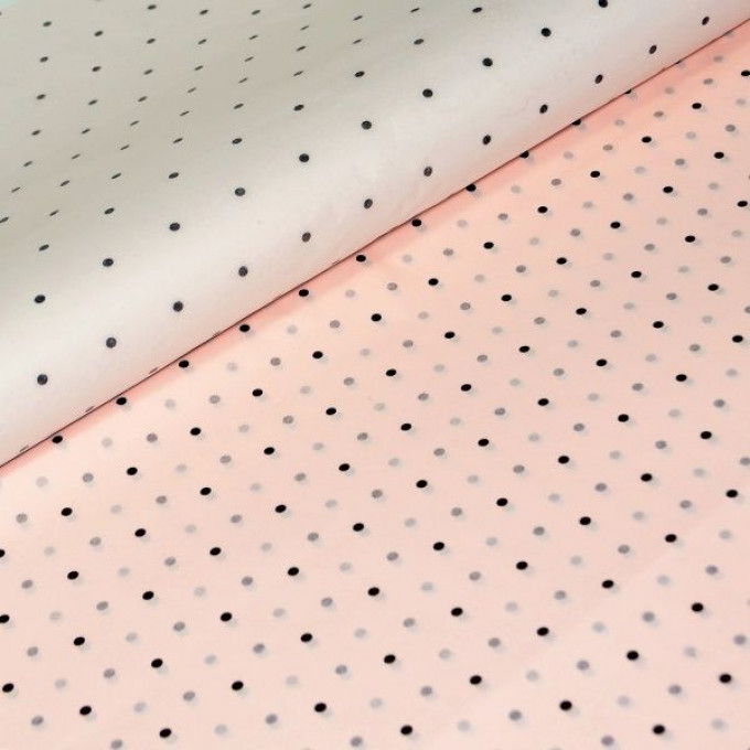 Бумага тишью Горошек 50*70см  ЧЕРНЫЙ НА РОЗОВОМ уп/20 листов