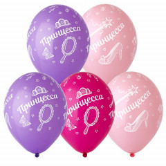 Воздушный шар латексный с рисунком 14" пастель шелкография Принцесса ассорти