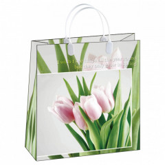 Сумка пластиковая мягкая 23*26 см Нежные тюльпаны