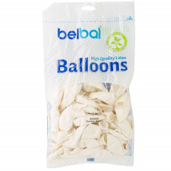 Воздушный шар латексный без рисунка 12"  Пастель Экстра Белый/White