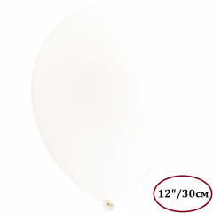 Воздушный шар латексный без рисунка 12"  Пастель Экстра Белый/White