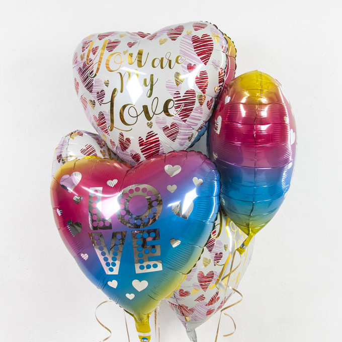 Воздушный шар фольгированный 18" Сердце LOVE радужное 46 см