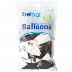 Воздушный шар латексный с рисунком 14" пастель шелкография Оскорбления черные-белые ассорти