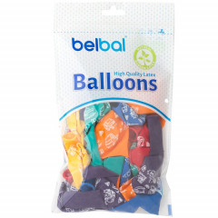 Воздушный шар латексный с рисунком 14" пастель шелкография Виды Транспорта ассорти