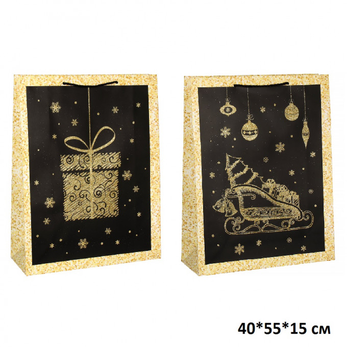Пакет подарочный 40*55*15 cм Новогодний LUX Ассорти