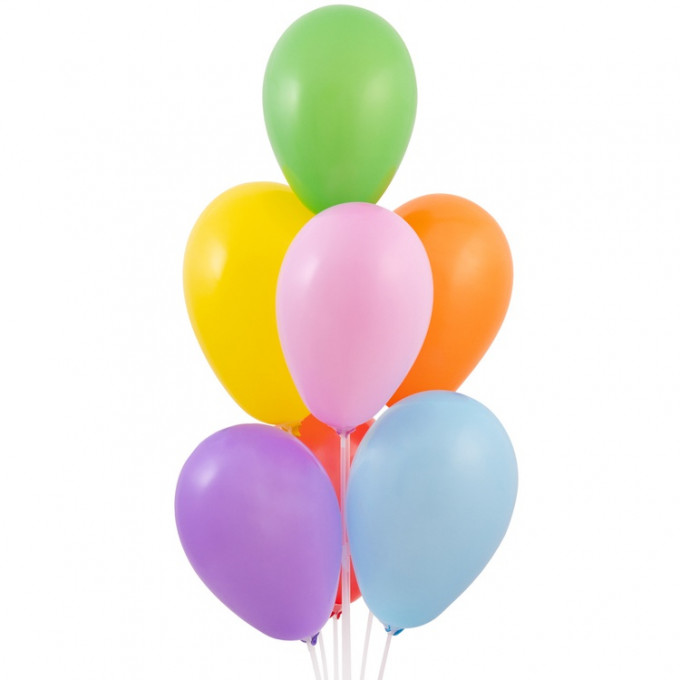 Воздушный шар латексный без рисунка 7" пастель ассорти 100 шт