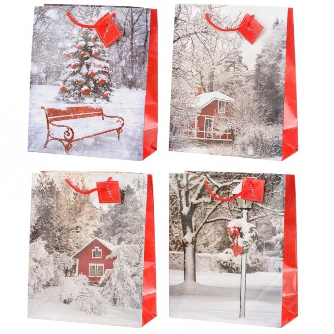 Пакет подарочный 26*32*11см ЗИМА
