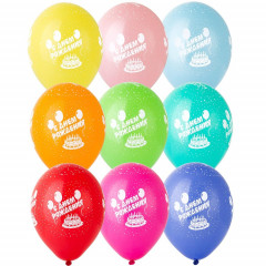 Воздушный шар латексный с рисунком 14" пастель шелкография С Днем рождения! ассорти
