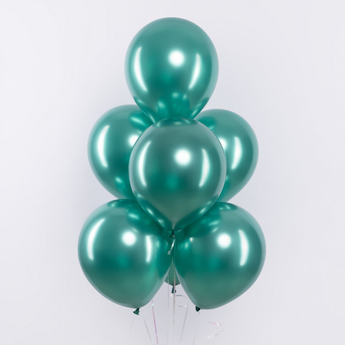 Воздушный шар латексный  12''/30 см хром Зеленый лайт, 50 шт