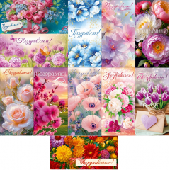 Конверт для денег Поздравляем(-ю)! Женский Микс (11в*2)