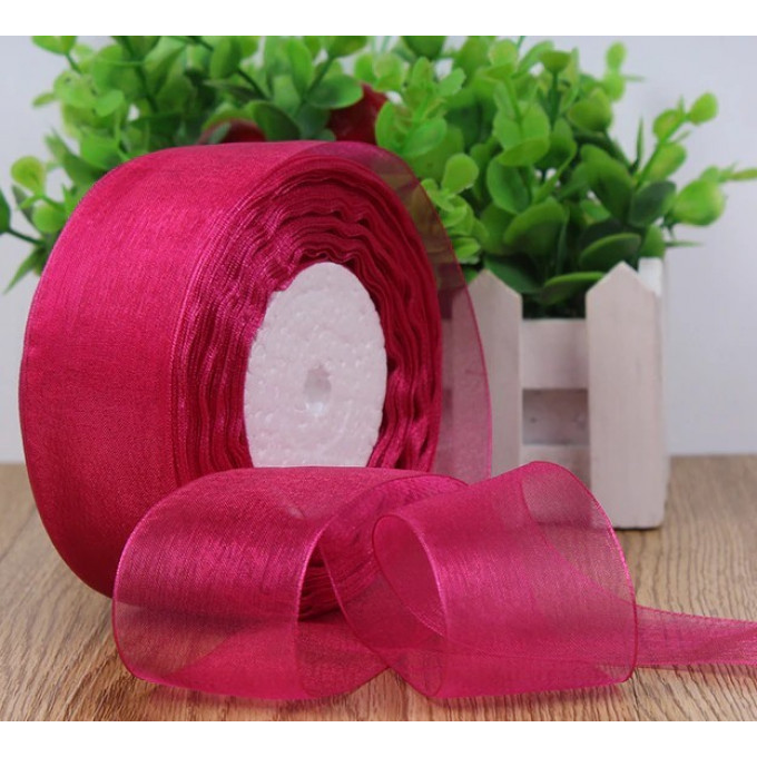 Лента органза 25мм*25ярд МАЛИНОВЫЙ