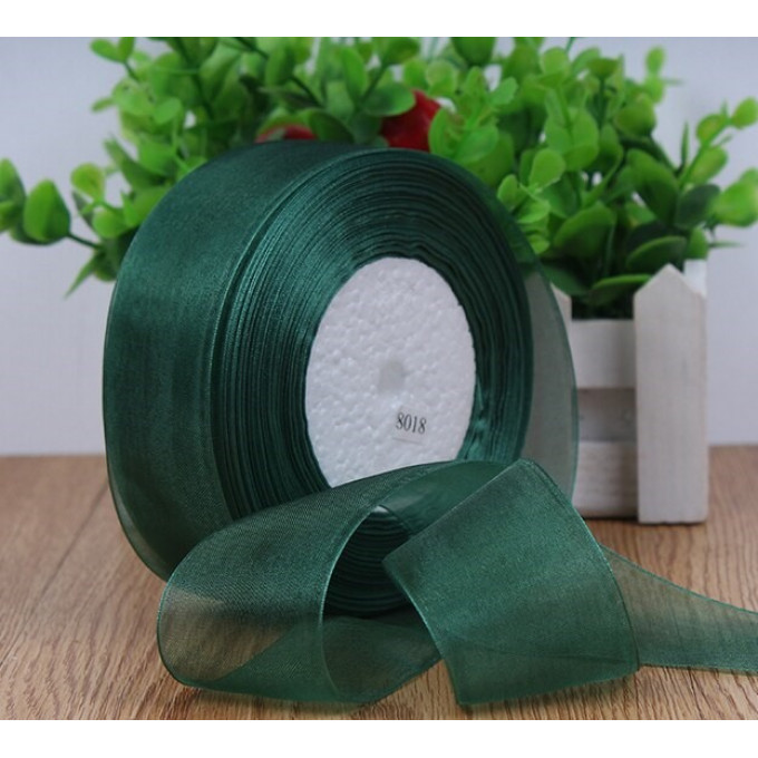 Лента органза 25мм*25ярд ТРАВЯНОЙ