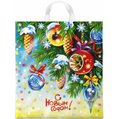 Пакет с петлевой ручкой 38*42 см С Новым годом! ПРОБИЛ ЧАС