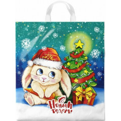 Пакет с петлевой ручкой 38*42 см С Новым годом! ЛАПОЧКА
