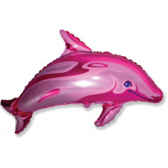 Воздушный шар фольгированный мини-фигура 14" Дельфинчик фуксия 36 см