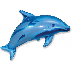 Воздушный шар фольгированный 14" Фигура-мини Дельфинчик синий 36 см