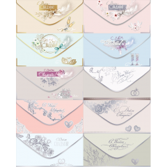 Конверт для денег Свадьба! ФОЛЬГА, ЛАК SOFT-TOUCH Микс (10в*2)
