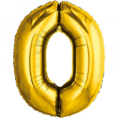 Воздушный шар фольгированный 32''/81 см Цифра 0 Золото