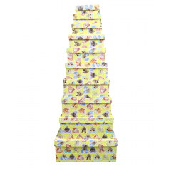 Набор подарочных коробок из 10 шт ПРЯМОУГОЛЬНИК 32,5*20*12,5/12*7*4 см ЗВЕРЮШКИ МЕМЫ