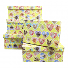 Набор подарочных коробок из 10 шт ПРЯМОУГОЛЬНИК 32,5*20*12,5/12*7*4 см ЗВЕРЮШКИ МЕМЫ