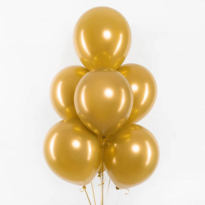 Воздушный шар латексный  12"/30 см хром Золото лайт