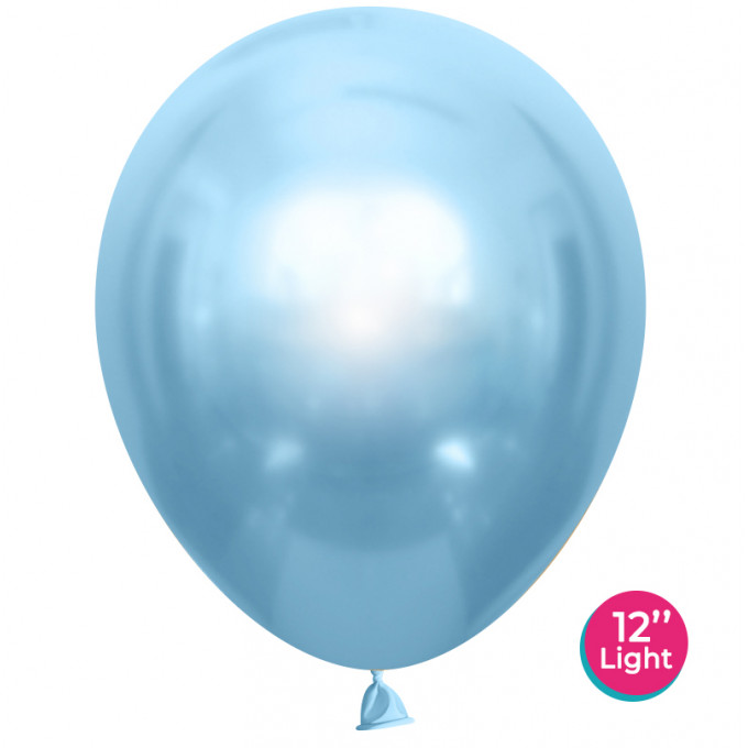 Воздушный шар латексный 12''/30 см хром Синий лайт 50 шт