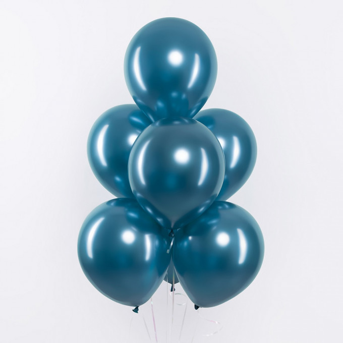 Воздушный шар латексный 12''/30 см хром Синий лайт 50 шт