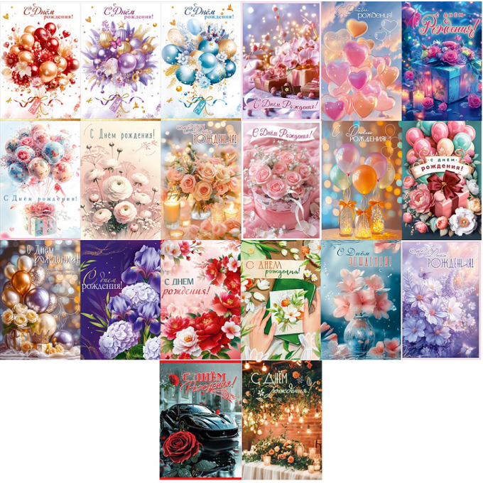 Открытка С Днем рождения! Женсикй Микс (20в*1)