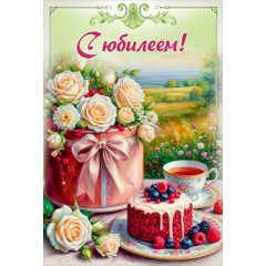 Открытка "С юбилеем!" С конвертом д/денег