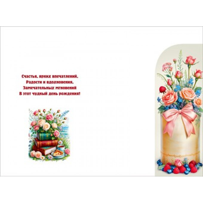 Открытка "С днем рождения!" С конвертом д/денег