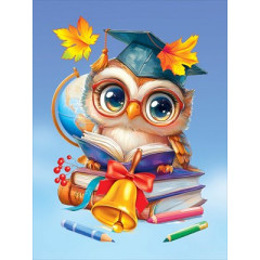 Двусторонняя наклейка "Сова с книжками"