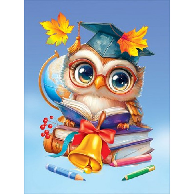 Двусторонняя наклейка "Сова с книжками"