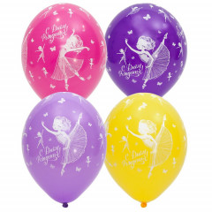 Воздушный шар латексный  с рисунком 14" пастель шелкография С Днем рождения! Балерина ассорти
