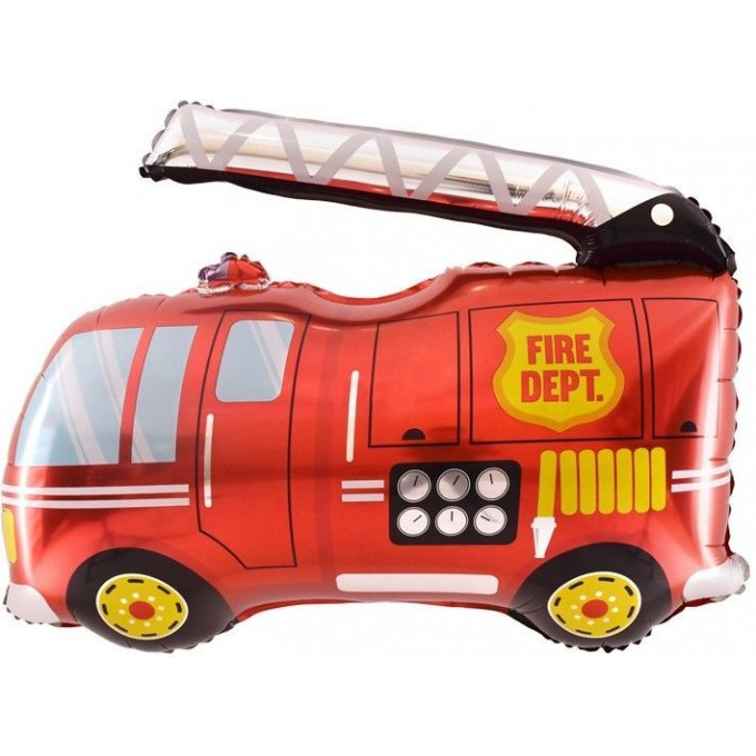 Воздушный шар фольгированный 16''/41 см Мини-фигура Пожарная машина Красный