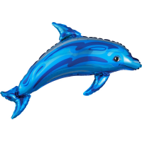 Воздушный шар фольгированный 17''/43 см Мини-фигура Дельфин Голубой