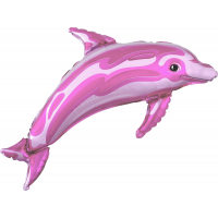 Воздушный шар фольгированный 17''/43 см Мини-фигура Дельфин Розовый