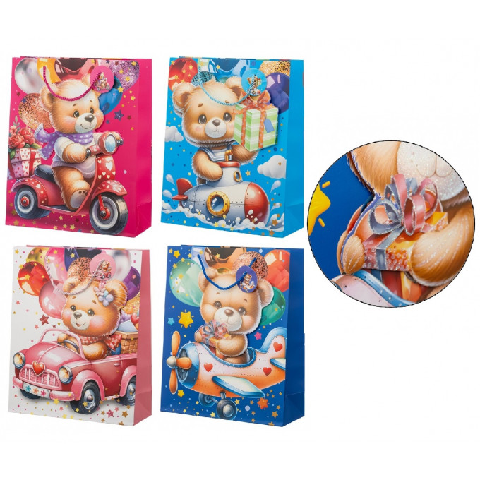 Пакет подарочный 26*32*10 см МИШКИ