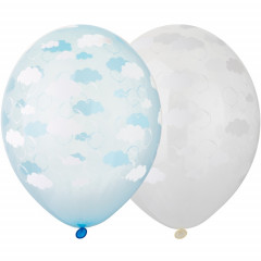 Воздушный шар латексный с рисунком 14" кристалл шелкография Облака Шары
