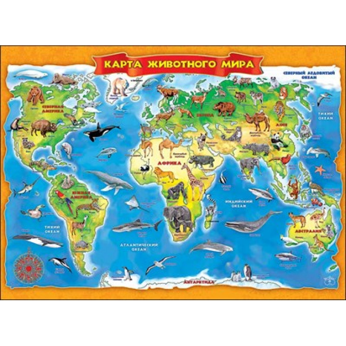 Плакат Карта животного мира