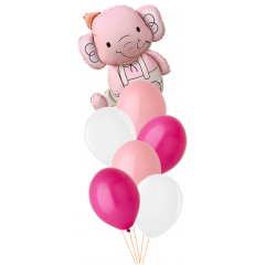 Набор шаров СЛОНЕНОК розовый (фольга Фигура 35" + латекс 6шт)